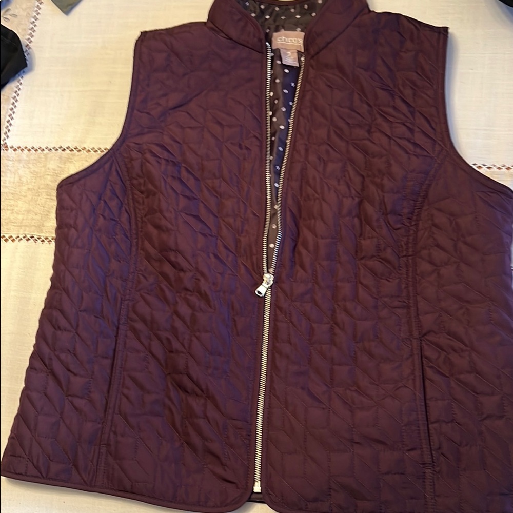 Chico's Purple Quilted Vest with High Collar